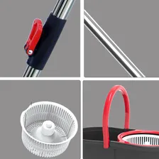Esfregão Mop Giratório 360 Com Balde Centrifuga Vermelho Foto mini 3