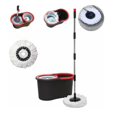 Esfregão Mop Giratório 360 Com Balde Centrifuga Vermelho Foto mini 1