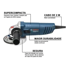 Esmerilhadeira Angular Bosch Professional GWS-850 Azul 850W 220V com 3 Discos Foto mini 4
