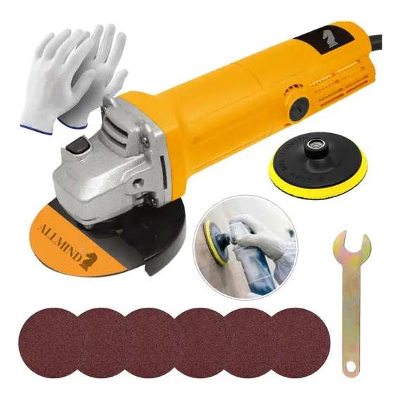 Esmerilhadeira Lixadeira Angular Profissional 900w Compacta Cor Amarelo 220v Foto 1