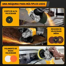 Esmerilhadeira Lixadeira Esmerilhadeira Angular Profissional Cor Amarelo 220v Foto mini 2