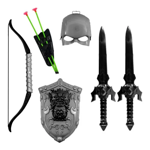 Espada Brinquedo Infantil Medieval + Escudo + Arco E Flecha Cor Cinza Foto 1