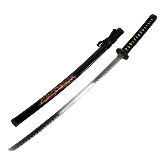 Espada Katana Ninja Samurai Dragão Vermelho Com Bainha Foto 1