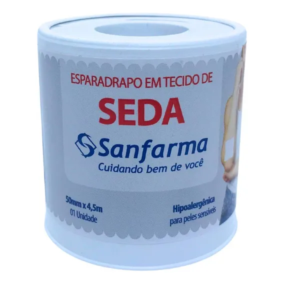 Esparadrapo Branco Tecido Em Seda Sanfarma 50mmx4,5m 24 Unid Foto 1