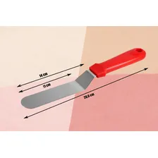 Espátula Degrau Curva Inox Para Confeitar Bolo Profissional Cor Inox Cabo Vermelho Foto mini 3