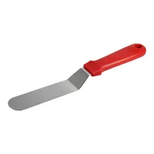 Espátula Degrau Curva Inox Para Confeitar Bolo Profissional Cor Inox Cabo Vermelho Foto mini 1