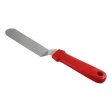 Espátula Degrau Curva Inox Para Confeitar Bolo Profissional Cor Inox Cabo Vermelho Foto mini 2