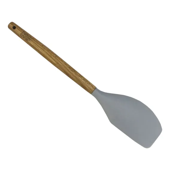 Espátula Silicone 32cm Cinza Escura Cabo Madeira - Fracalanz Foto 1