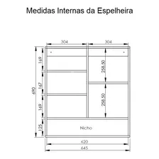 Espelheira Para Banheiro Cecília 2 Portas Com Espelho Cor da moldura Branco Foto mini 4