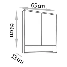 Espelheira Para Banheiro Cecília 2 Portas Com Espelho Cor da moldura Branco Foto mini 3
