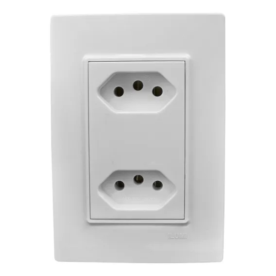 Espelho 4x2 Com Tomada Dupla Monobloco 20a Linha Vivaz Ilumi Foto 1