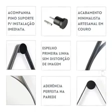 Espelho Adnet Lavabo Escandinavo 60cm suporte Pino Preto Foto mini 2
