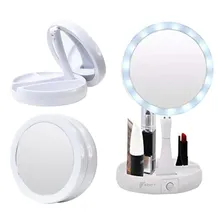 Espelho De Luz Led Dobrável Aumenta 10x Maquiagem Portátil Foto mini 1