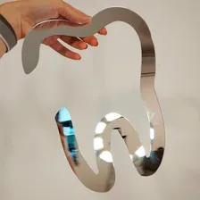 Espelho Decorativo AcrÃlico Dente Brilho Consultório Moldura Prata Foto mini 3
