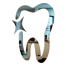 Espelho Decorativo AcrÃlico Dente Brilho Consultório Moldura Prata Foto mini 1