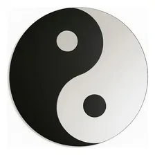 Espelho Decorativo Acrílico Yin Yang Decoração Quarto Moldura Preto E Prata Foto mini  3