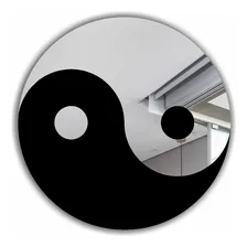 Espelho Decorativo Acrílico Yin Yang Decoração Quarto Moldura Preto E Prata Foto mini 1