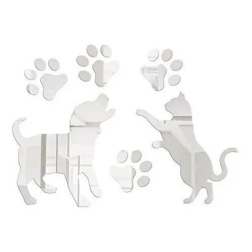 Espelho Decorativo Gato E Cachorro Acrílico Pet Animais Sala Foto 1