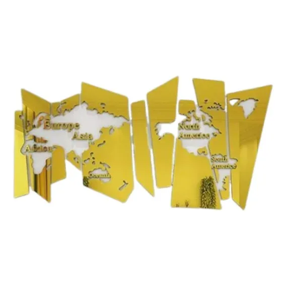 Espelho Decorativo Mapa Mundi Dourado Foto 1