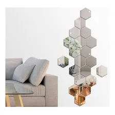 Espelho Em Acrílico Decorativo Hexagonal Kit Com 20 Moldura Espelhado Foto mini 3