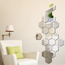 Espelho Em Acrílico Decorativo Hexagonal Kit Com 20 Moldura Espelhado Foto mini 2