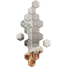 Espelho Em Acrílico Decorativo Hexagonal Kit Com 20 Moldura Espelhado Foto mini 1