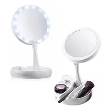 Espelho Maquiagem Led Dobrável Aumenta 10x 1x Foldaway Foto mini 4
