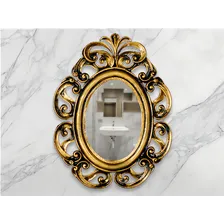 Espelho Oval Provençal Antigo Luxo Decoração Moldura Ouro Velho Foto mini  2