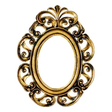 Espelho Oval Provençal Antigo Luxo Decoração Moldura Ouro Velho Foto  mini 1