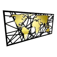 Espelho Painel Decorativo 3d Placa Mapa Premium Grande Moldura Dourado Foto mini 1