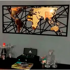 Espelho Painel Decorativo 3d Placa Mapa Premium Grande Moldura Dourado Foto mini 4