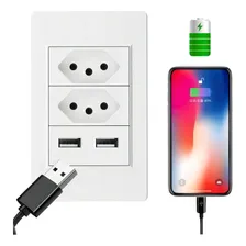 Espelho Tomada Duplo Usb Entrada 3 Pinos Bivolt Carregador Foto  mini 1