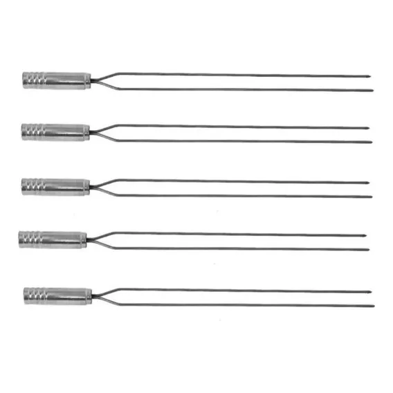 Espeto Duplo Para Churrasco De Inox - Kit C/5 Espetos Foto 1