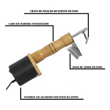 Espeto Girat贸rio Bivolt Inox Triplo Churrasco Gastrobel Foto mini 3