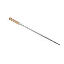 Espeto Simples 85cm Churrasco Mor Aço Cromado Cabo Madeira Foto mini  3