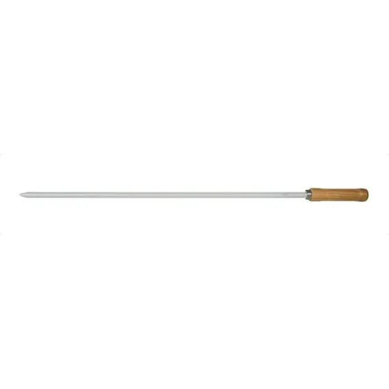Espeto Simples 85cm Churrasco Mor Aço Cromado Cabo Madeira Foto 1