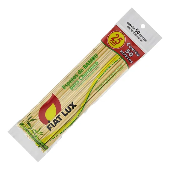 Espetos De Bambu Churrasco Fiat Lux 25cm 50un Foto 1