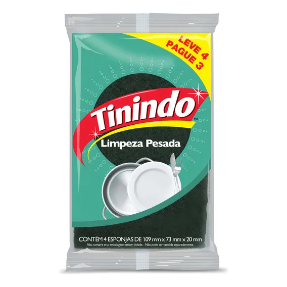 Esponja Limpeza Pesada Tinindo Leve 4 Pague 3 Unidades Foto 1