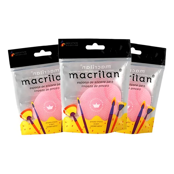 Esponja Silicone Limpeza De Pinceis Macrilan Cp-01 C/3 Cor Variadas Foto 1