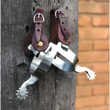 Espora Quarto De Milha Inox Com Correia Doma Par Cutucadeira Foto mini 3