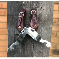 Espora Quarto De Milha Inox Com Correia Doma Par Cutucadeira Foto mini 4
