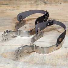 Espora Quarto De Milha Inox Com Correias Coúro Legítimo Klk Foto mini  2