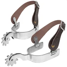Espora Quarto De Milha Inox Com Correias Coúro Legítimo Klk Foto  mini 1