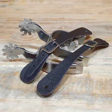 Espora Quarto De Milha Inox Com Correias Coúro Legítimo Klk Foto mini  3