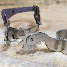 Espora Quarto De Milha Inox Com Correias Coúro Legítimo Klk Foto mini 4