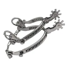 Espora Trançada Aço Inox Cavalo Montaria + Correia Couro Foto mini 1