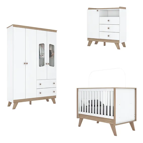 Espresso Móveis Quarto De Bebê Completo Berço 3 Em 1 Com Guarda Roupa 4 Foto 1