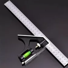 Esquadro 30cm Carpinteiro Com Nível Regulável 90º Regua Aço Foto mini 4