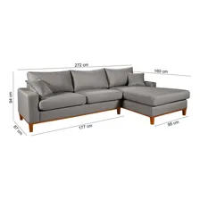 Essencial Estofados Modena Living chaise sofa 4 lugares moderno confortavel Sofá Cinza Linho Foto mini 4