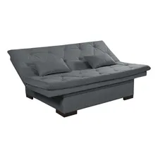 Essencial Estofados Sofá Cama Bau Reclinável Em Suede + Duas Banquetas Rub Cor Cinza Foto mini 3